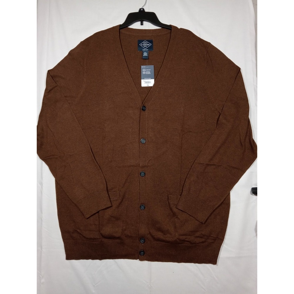 St John's Bay  Supersoft  Cardigan Sweater Mens V-neck‎ Brown 3XLT